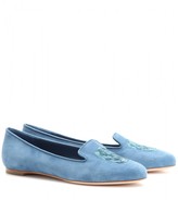 Thumbnail for your product : Alexander McQueen Skull-embellished suede slippers