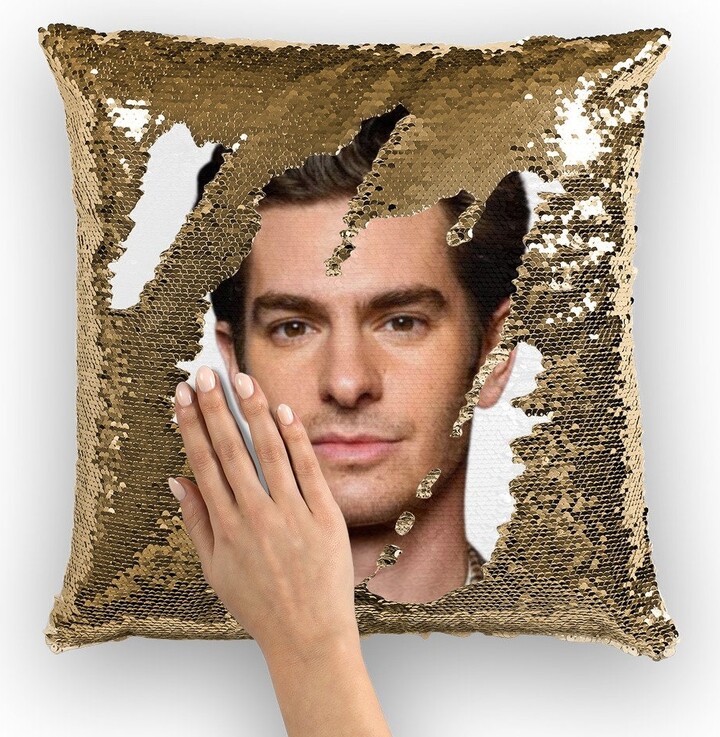 Andrew Garfield Sequin Pillow | Celebrity Cushions Cool Case Funny Gift Idea For The Amazing Spider-Man Fans