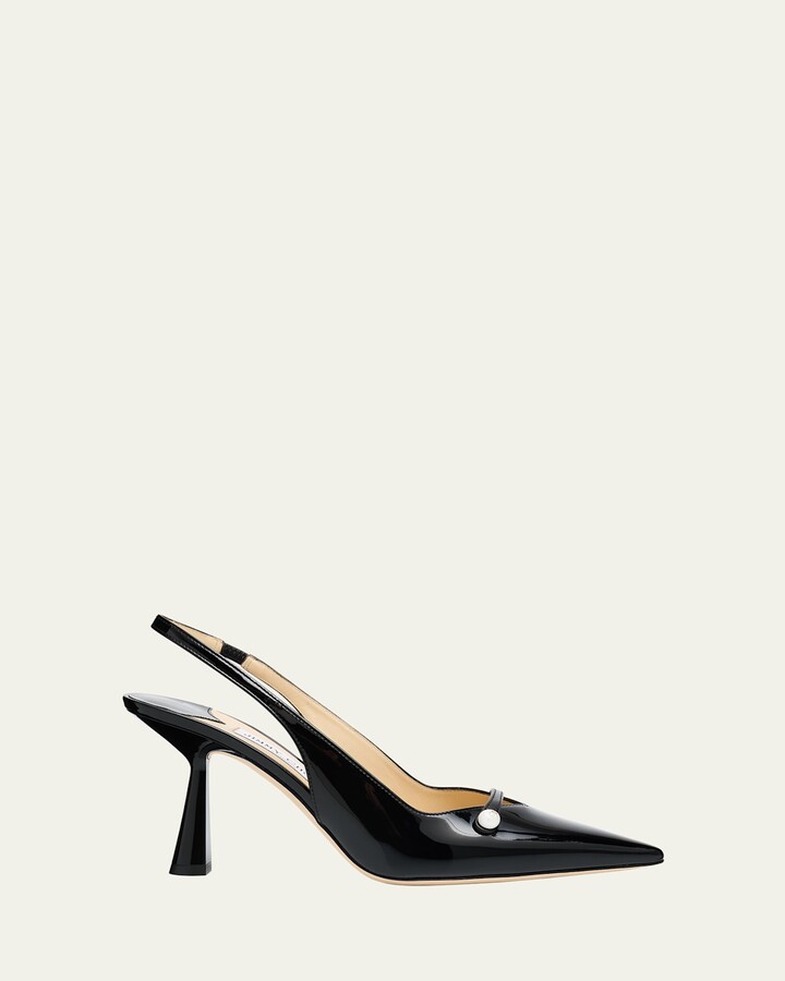 Jimmy Choo Amita 85 Patent Nappa Leather Slingback Pumps