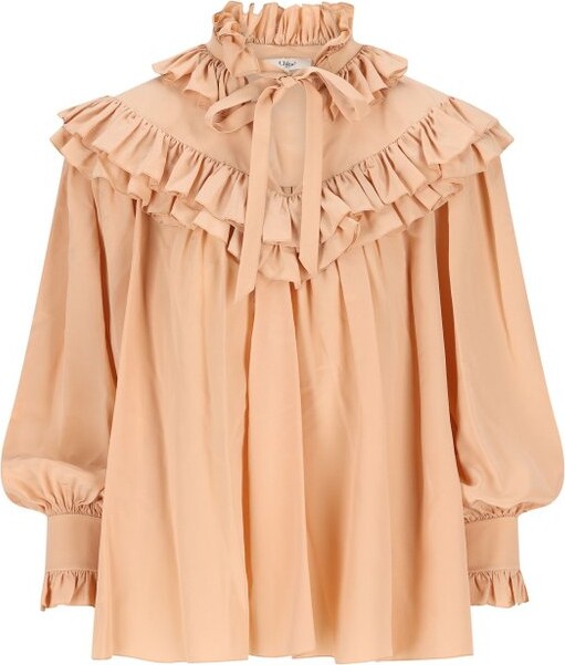 Chloé Tied-Neck Ruffled Blouse
