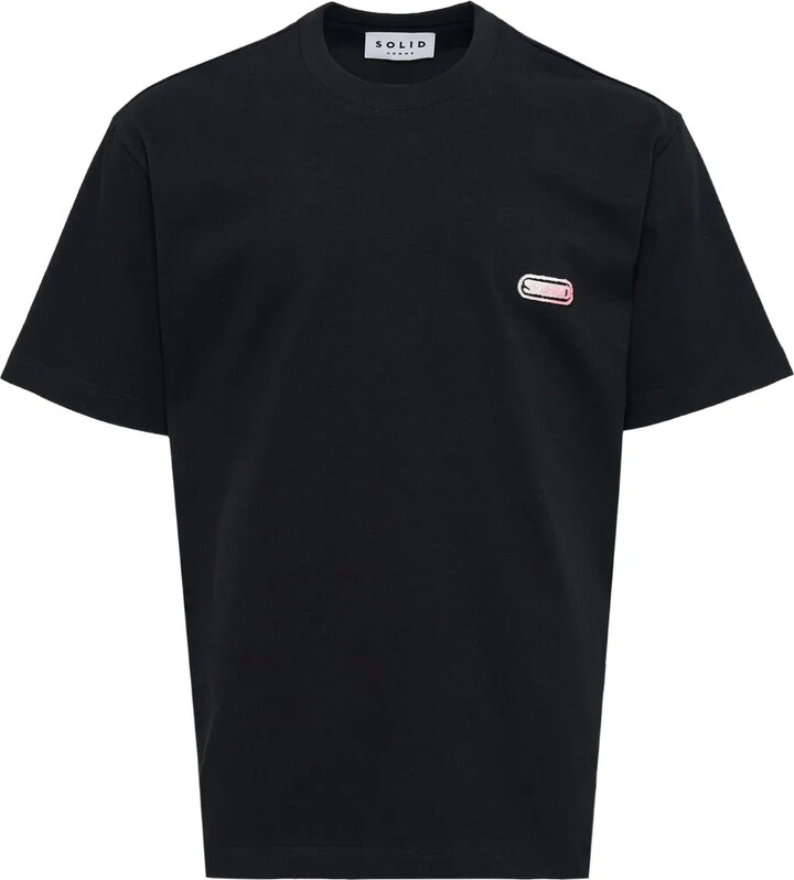 Solid Homme flocked-logo T-shirt