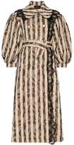 Thumbnail for your product : Simone Rocha lace trim puff sleeve striped cotton blend coat