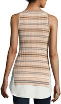 Thumbnail for your product : Derek Lam 10 Crosby Sheer Striped Combo Tunic Tank, Nude