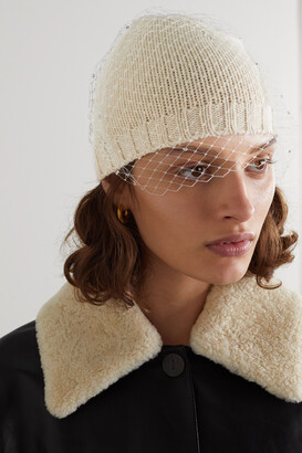 Eugenia Kim Lucinda Crystal-embellished Mesh-trimmed Wool And Cashmere-blend Beanie - Ivory