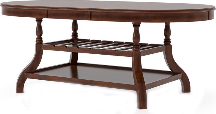 Furniture of America Esteban Traditional Brown Cherry Wine Rack Oval Dining Table