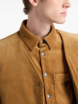 PRADA Triangle Logo Plaque CorduroyShirt（Prada triangle