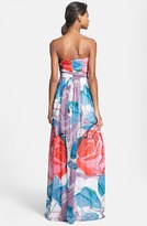 Thumbnail for your product : Donna Morgan Women's 'Laura' Print Strapless Sweetheart Chiffon Gown, Size 6 - Grey