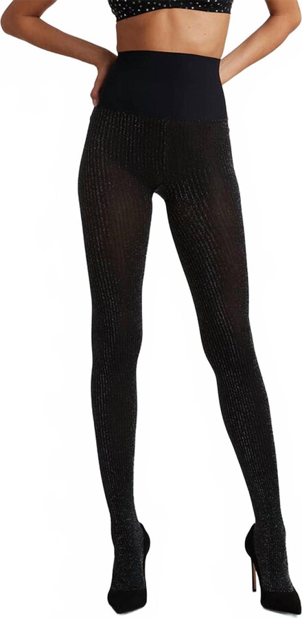 Commando Sparkle Rib Semi Opaque Tights In Black