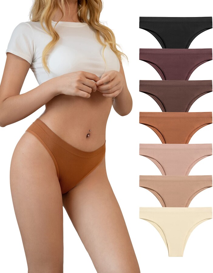 SHARICCA Seamless Bikini Underwear for Women Super Stretch Sexy Low Rise  Cheeky Panties Soft Comfort Hipster Pack - ShopStyle Knickers