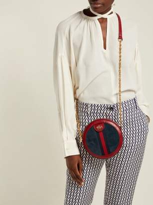 Gucci Ophidia Leather And Suede Cross Body Bag - Womens - Red Navy