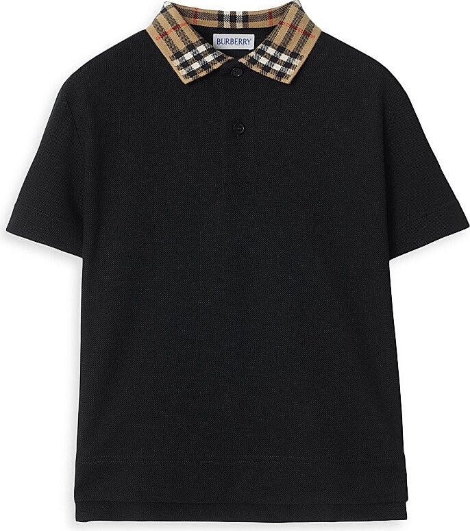 Burberry Baby Boy's, Little Boy's & Boy's Check Collar Cotton Polo Shirt - Black - Size 10