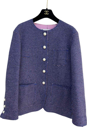 chanel tweed jacket blue black