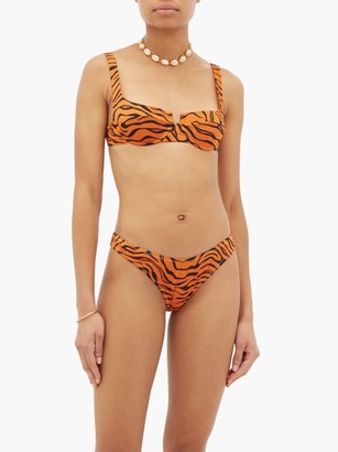 Reina Olga Selvaggia Tiger-print Bikini Briefs - Orange Print