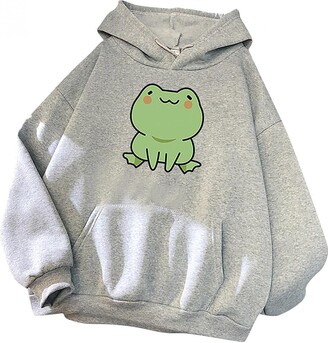Frog Sweatshirt for Womens Cute Hoodies Patchwork Long Sleeve Pullover Tops for Teen Girls 