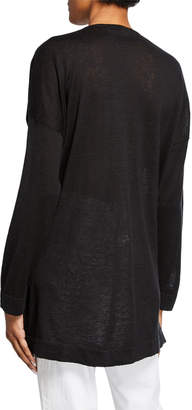 Eileen Fisher Petite V-Neck Long-Sleeve Organic Linen/Cotton Tunic Sweater