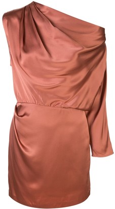michelle mason one sleeve draped mini dress