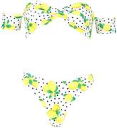 Thumbnail for your product : boohoo Petite Lemon Polka Dot Bandeau High Leg Bikini
