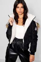 Thumbnail for your product : boohoo Contrast Hood Faux Fur Trim Puffer Jacket