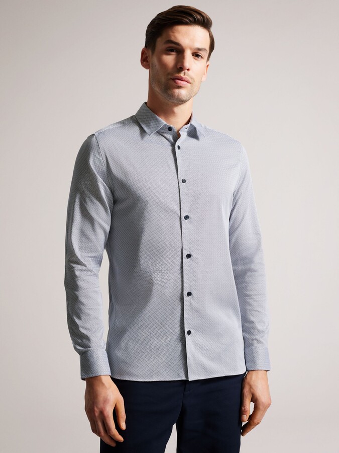 ormsby long sleeve geometric print shirt