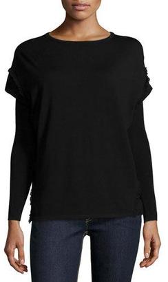 Ralph Lauren Collection Long-Sleeve Fringe Sweater, Black