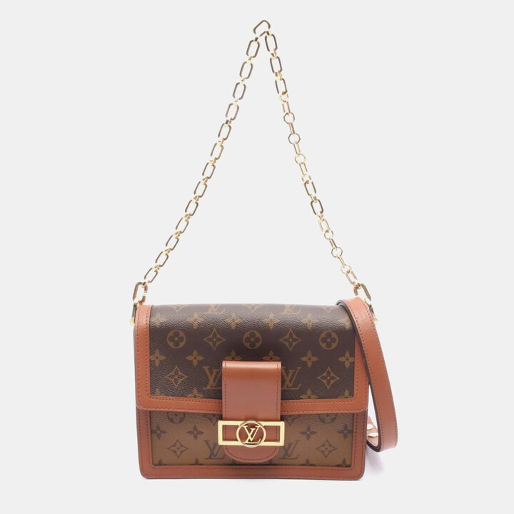 Louis Vuitton Dauphine Mm Shoulder Bag Pvc-Coated Canvas And Leather Monogram Reverse Brown
