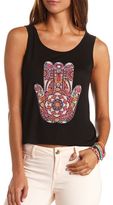 Thumbnail for your product : Charlotte Russe Rhinestone Hamsa Hand Graphic Tank Top