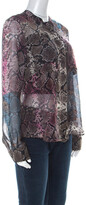 Thumbnail for your product : Preen by Thornton Bregazzi Multicolor Snakeskin Print Silk Blouse L
