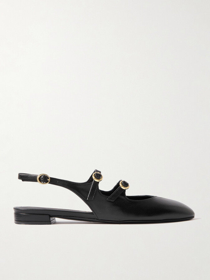Stuart Weitzman Benni Leather Slingback Mary Jane Ballet Flats