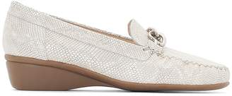 Anne Weyburn Snake Print Leather Wedge Loafers