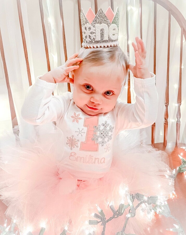 First Birthday Snowflake Tutu Outfit, 1st Onederland Outfit Set, Pink Silver Sparkle, Cake Smash