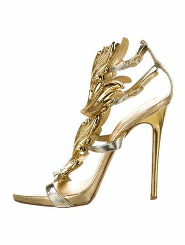 gold stiletto sandals