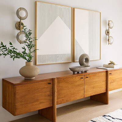 Canora Grey Retro Minimalism Cherry Wood TV Stand