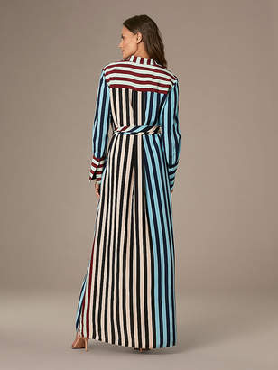 Diane von Furstenberg Long Sleeve Floor Length Shirt Dress