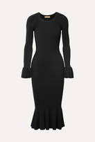 Thumbnail for your product : Michael Kors Collection Ruffle-trimmed Ribbed Stretch-knit Midi Dress