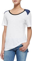 Thumbnail for your product : Vince Tricolor Short-Sleeve Tee, White/Blue/Black