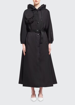 Re-Nylon Belted Trench Coat w/ Detachable Hood