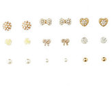 Thumbnail for your product : Charlotte Russe Girly Rhinestone & Pearl Stud Earrings - 9 Pack
