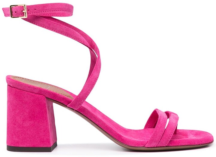 bright pink block heels