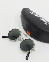 Thumbnail for your product : Spitfire Lennon round flip up glasses in silver with green lens