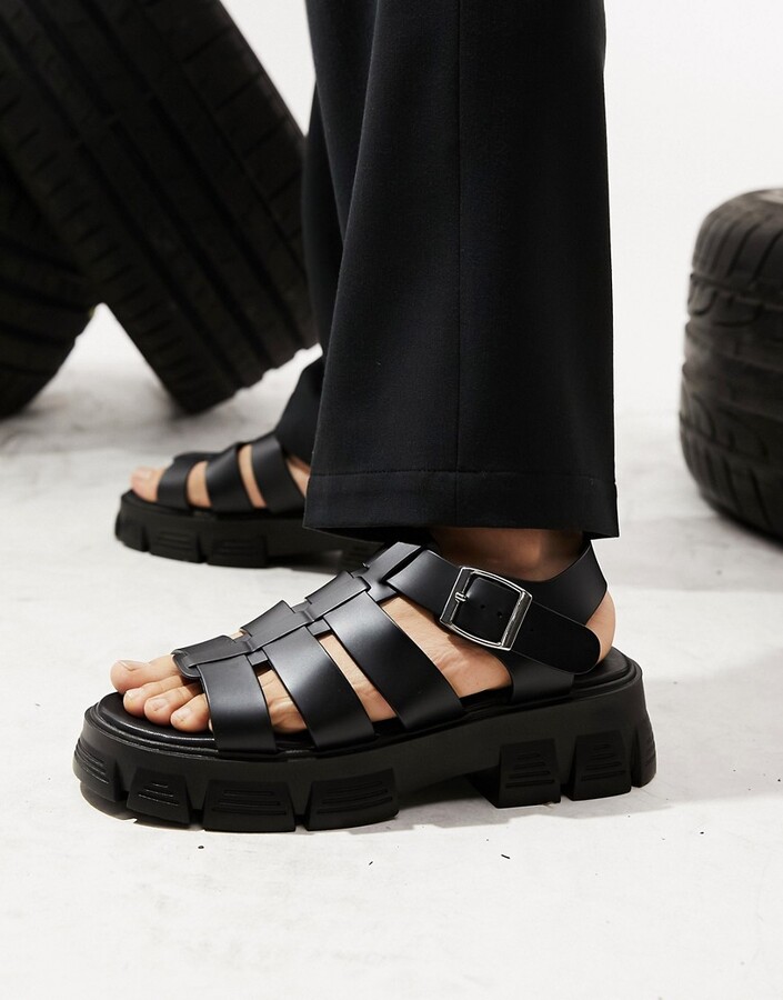 ASOS DESIGN extreme chunky gladiator sandals in black - ShopStyle