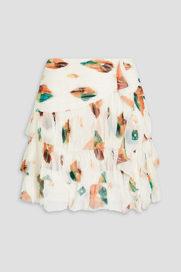 Ulla Johnson Ella tiered printed silk-crepon mini skirt