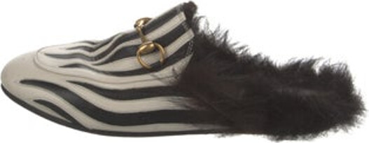 Gucci Leather Mules Neutrals Colorblock Pattern Horsebit Accent Semi-Pointed Toes Designer