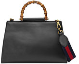 Thumbnail for your product : Gucci Nymphea Medium Bamboo-Handle Tote Bag, Black/Red