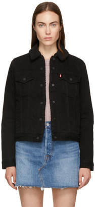 levi's women's sherpa trucker jacket black