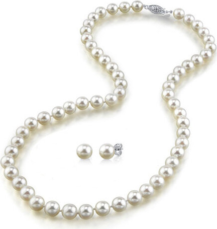 8.0 - 9.0mm Cultured Freshwater Pearl Strand Necklace and Earrings Set in  Sterling Silver | Zales
