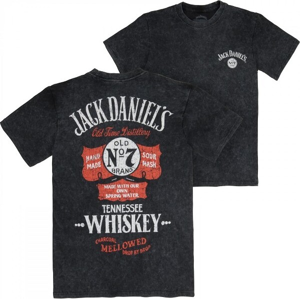 Jack Daniels MensJackDanielsOldTimeDistilleryFront&BackPrintAcidWashT-Shirt-Small