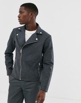 Thumbnail for your product : Esprit biker jacket in faux suede in grey