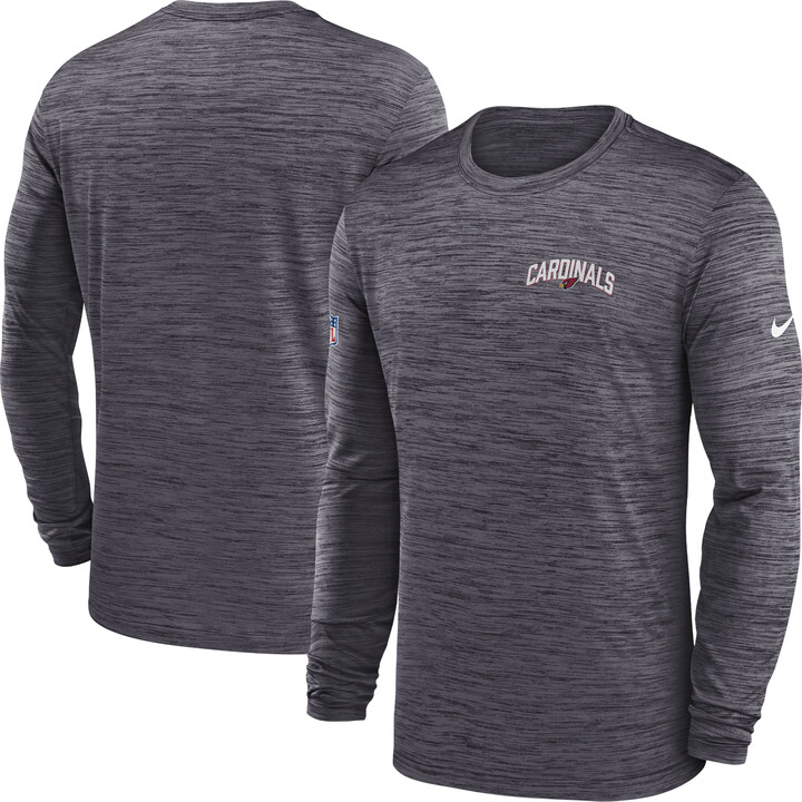 Men's Nike Charcoal Arizona Cardinals Sideline Velocity Athletic Stack Performance Long Sleeve T-Shirt