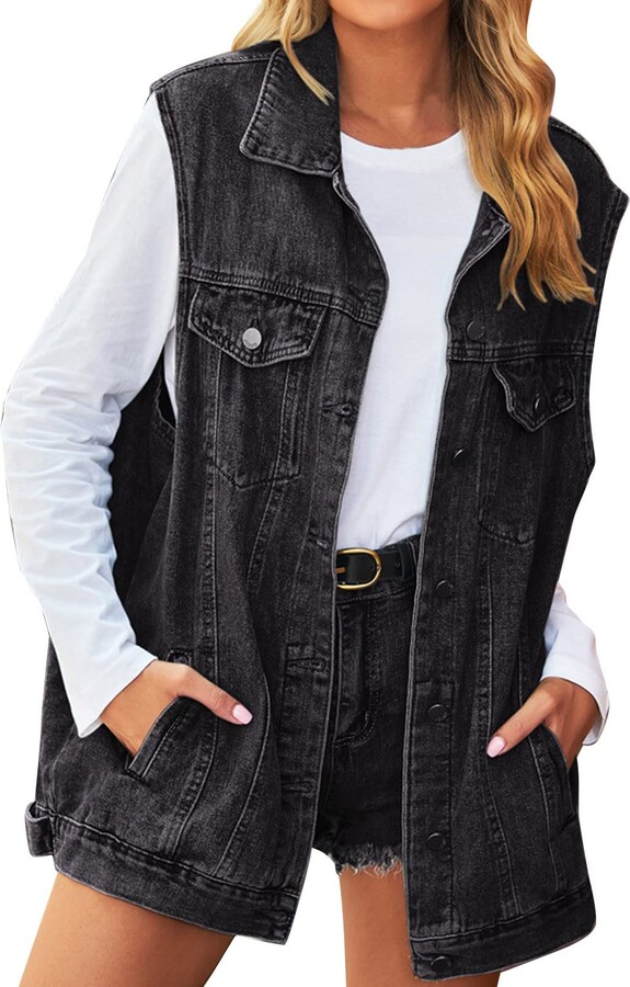 YANFJHV Women's denim vest ShopStyle Jackets