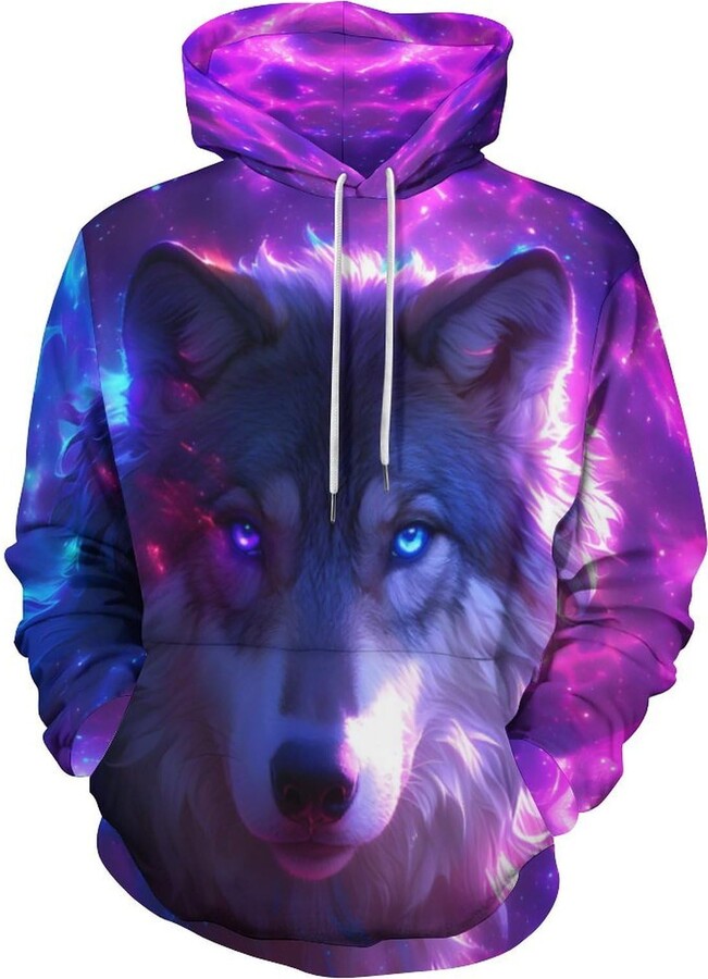 AviviRuth Men Women Wolf Graphic 3D Print Hoodies Cool Design Colorful Pullover Hooded Sweatshirt